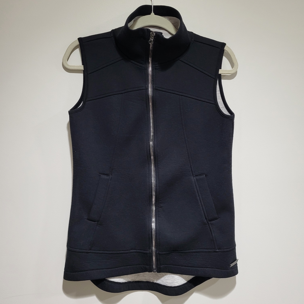 Betsey Johnson Performance Zip Vest Womens Small Black Equestrian Preppy Fleece